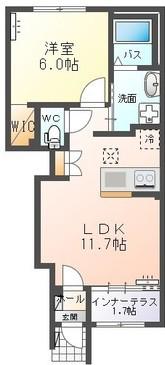 美田園1丁目アパート(1LDK/1階)の間取り写真