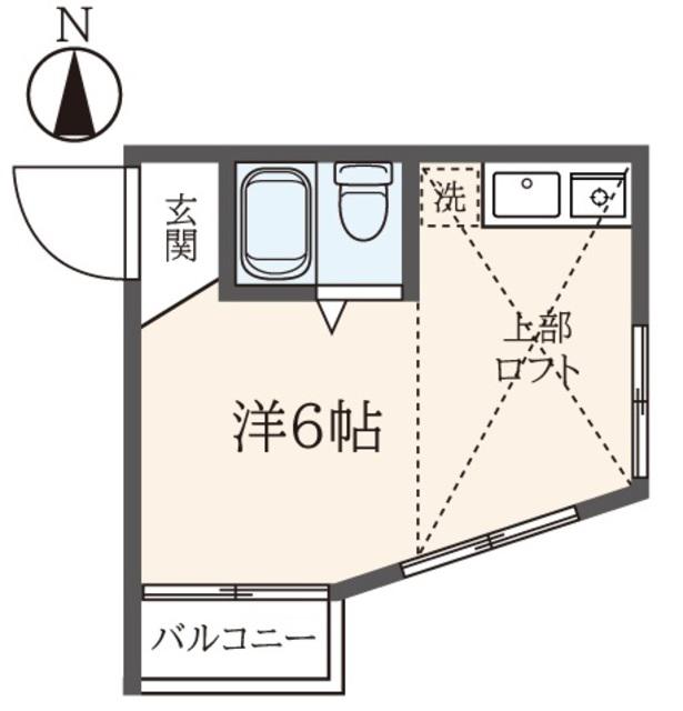 グリーンハイム(ワンルーム/2階)の間取り写真