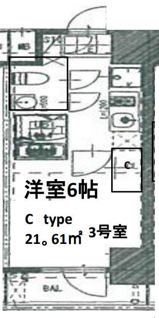 エスリードレジデンス大阪福島フロント(1K/6階)の間取り写真
