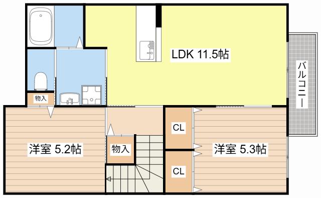 レジェンド・ヤマトB(2LDK/2階)の間取り写真
