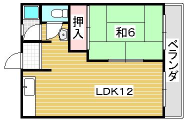 ふじハイツ(1LDK/1階)の間取り写真