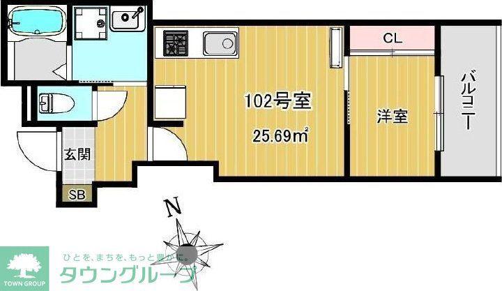 CHARME MAISON香椎(1DK/2階)の間取り写真