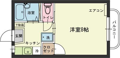コスモハイム(1K/2階)の間取り写真