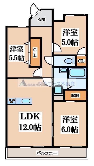 ガーデンシティー長田(3LDK/9階)の間取り写真