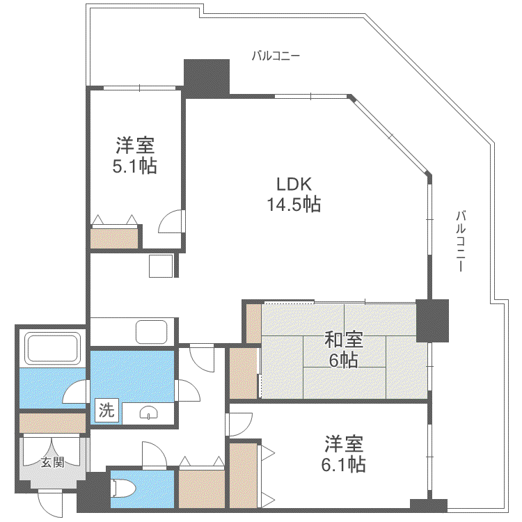 ライオンズマンション札幌スカイタワー(3LDK/4階)の間取り写真