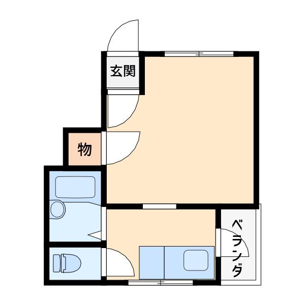 ロイヤル二色(1K/1階)の間取り写真