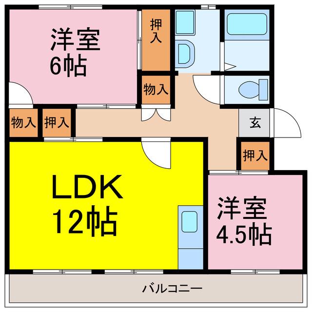 ヴィラナリー羽生(2LDK/3階)の間取り写真