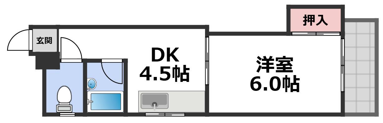 エクセルハイツ新地公園(1DK/3階)の間取り写真