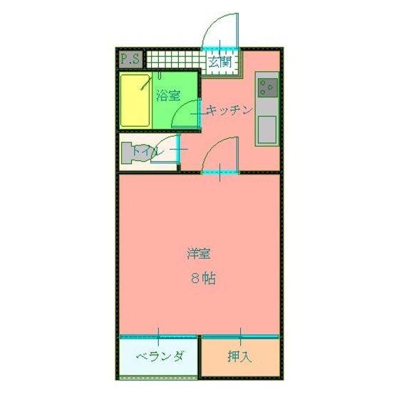 ユー立山(1DK/2階)の間取り写真