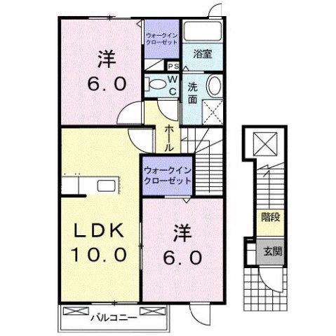 ヴィラファイン(2LDK/2階)の間取り写真
