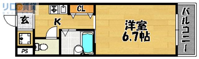 エクセレント上新11(1K/8階)の間取り写真