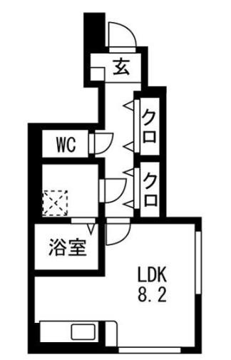 アクア・フィオーレ(ワンルーム/1階)の間取り写真
