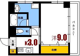 サニーフォート船越南(1K/3階)の間取り写真