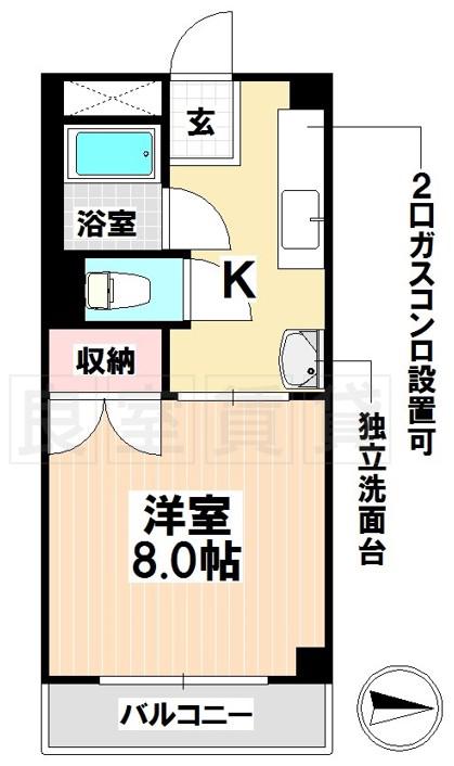 F16マンション(1K/1階)の間取り写真