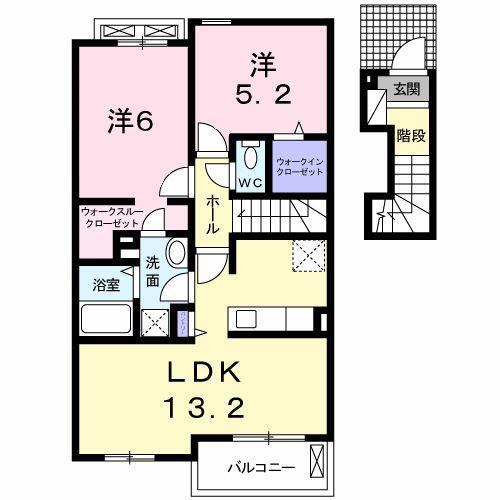シエラメール(2LDK/2階)の間取り写真