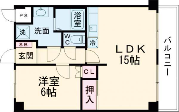 アルカディア二町(1LDK/5階)の間取り写真