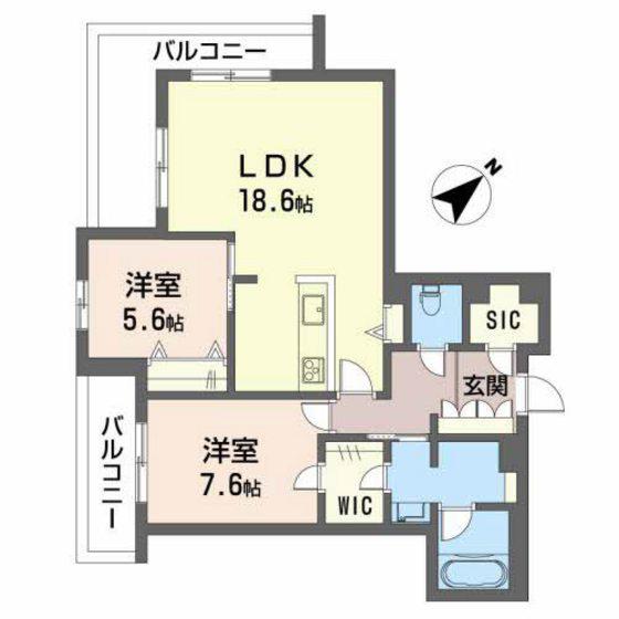 グリナージュ 歴史の散歩道(2LDK/3階)の間取り写真