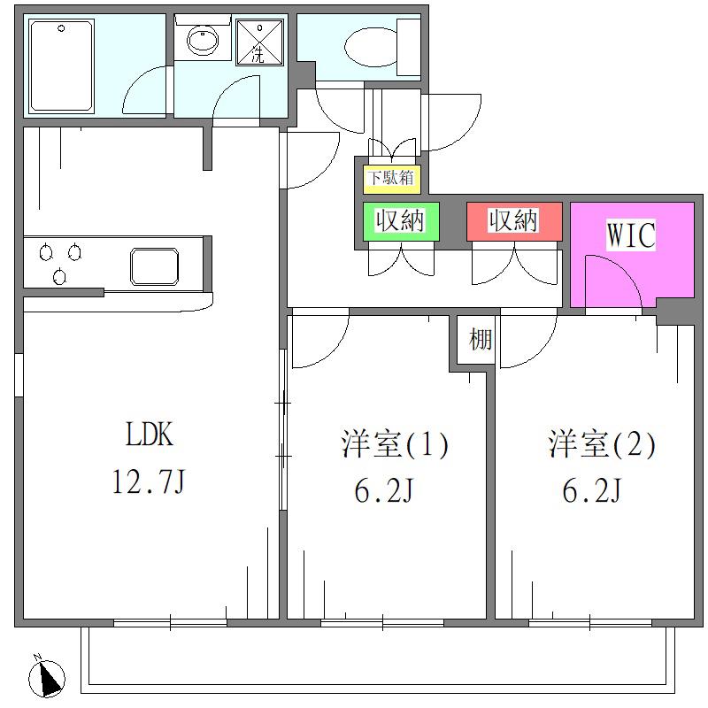 キャッスルヒル赤羽(2LDK/1階)の間取り写真