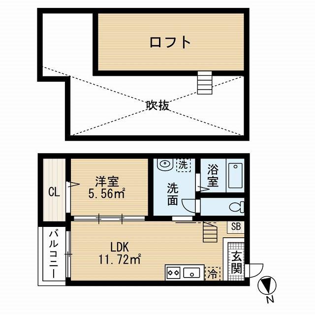 34-倶楽部ハウス(1DK/2階)の間取り写真