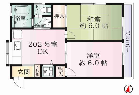 東尾久2丁目アパート(2DK/2階)の間取り写真