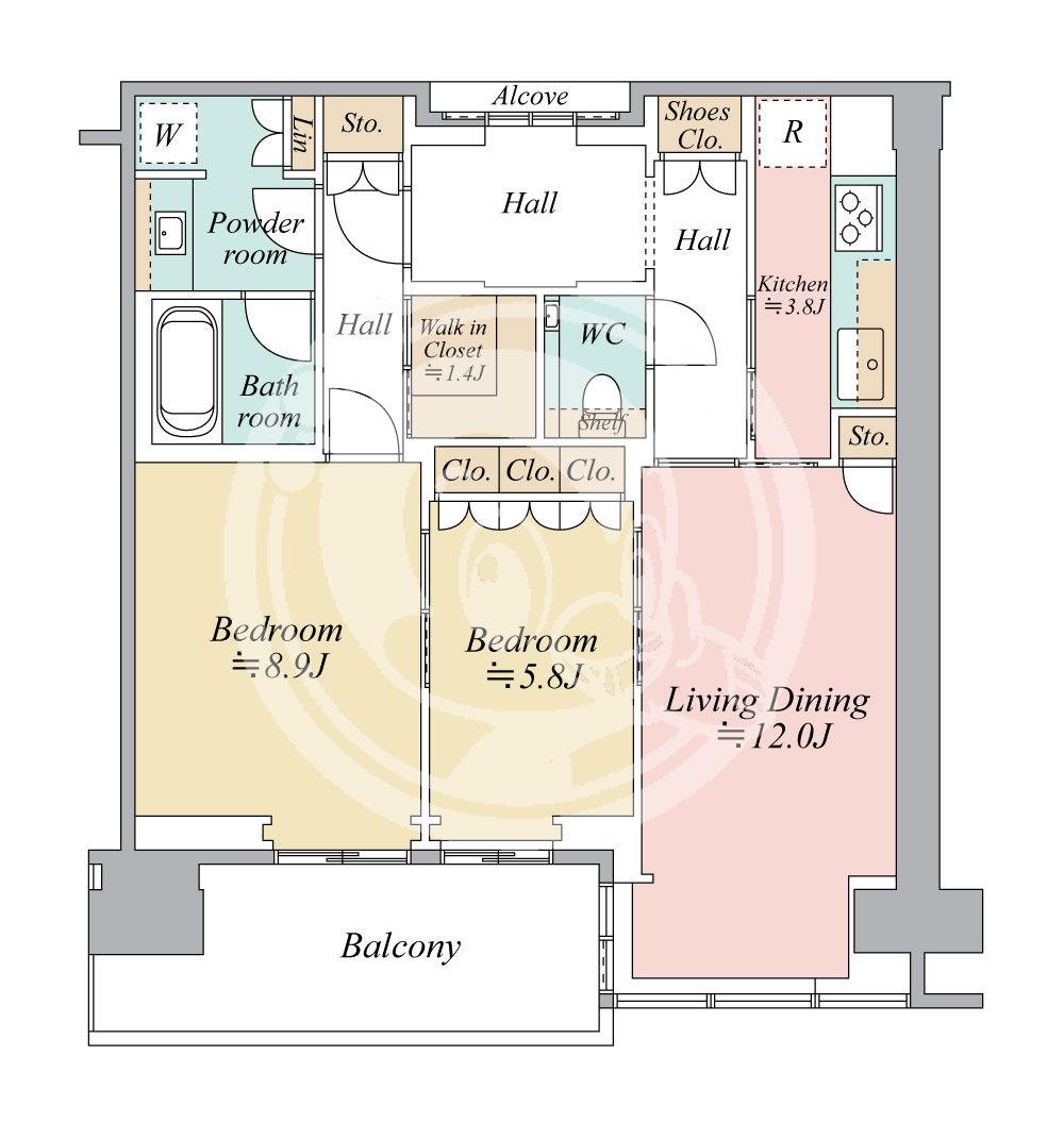 グラングリーン大阪 THE ノース RESIDENCE(2LDK/29階)の間取り写真