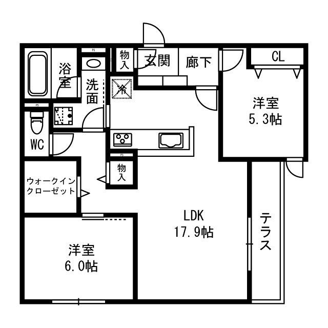 D-RESIDENCE西野B棟(2LDK/1階)の間取り写真
