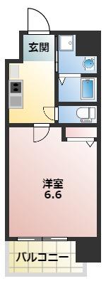 ワールドアイ大阪城イーストII(1K/4階)の間取り写真