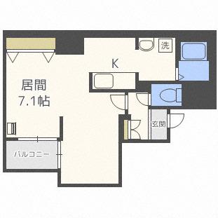 ロべージ(1K/9階)の間取り写真