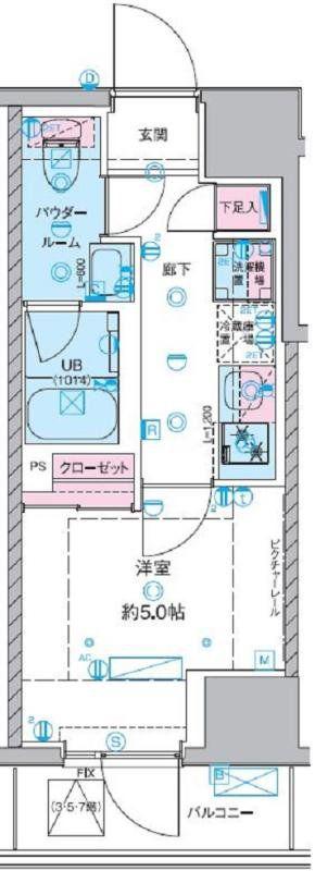 ジェノヴィア桜上水II(1K/1階)の間取り写真