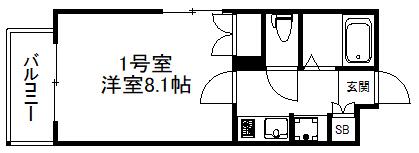 ユアーズ高砂(1K/4階)の間取り写真