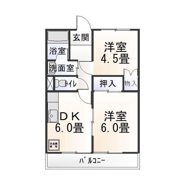 スリーアイランド(2DK/1階)の間取り写真
