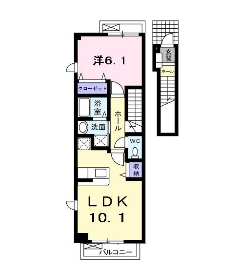 &Aアヴェニュー(1LDK/2階)の間取り写真