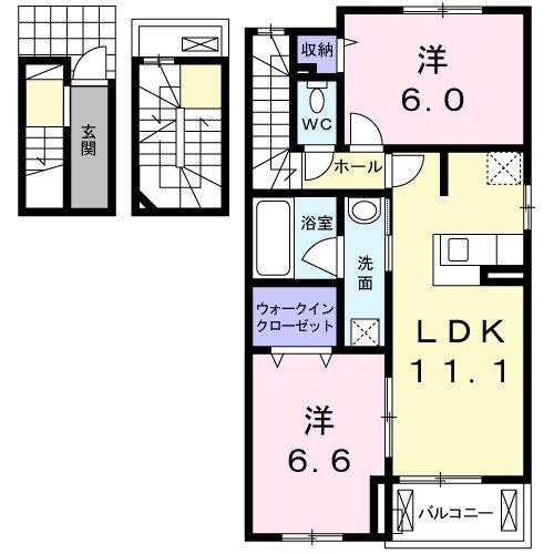 クラリティ-(2LDK/3階)の間取り写真