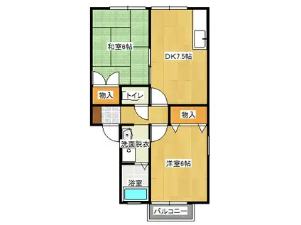 セジュールイリエ(2DK/2階)の間取り写真