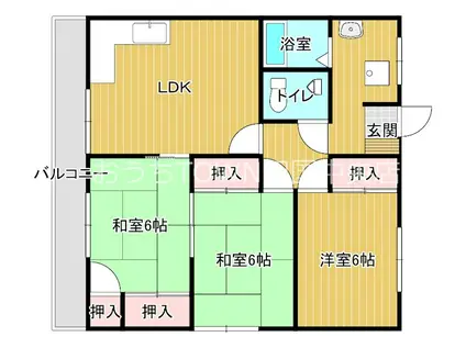 コーポ中之庄(3LDK/3階)の間取り写真