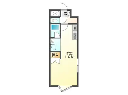 キュウブ下浜田A(ワンルーム/2階)の間取り写真