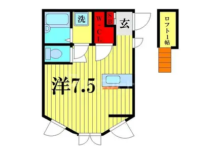 ミルクリーク柏の葉(ワンルーム/2階)の間取り写真