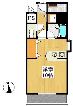 ドムス倉敷(1K/2階)の間取り写真
