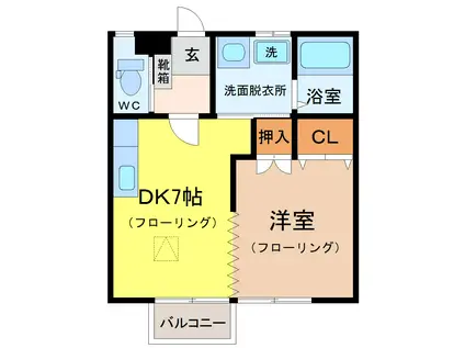 首藤ハイツ6(1DK/1階)の間取り写真