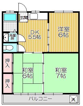 GKハイツ(3DK/2階)の間取り写真