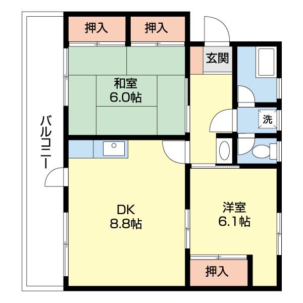 東都マンション(2DK/3階)の間取り写真