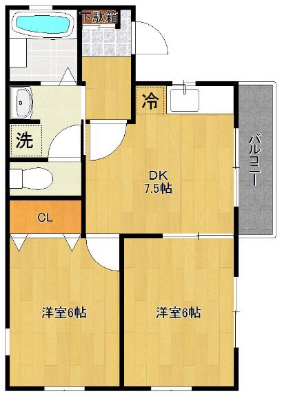 マトック(2DK/1階)の間取り写真
