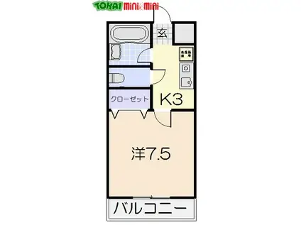 レスポールI(1K/1階)の間取り写真