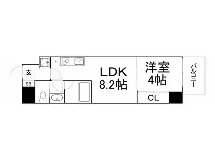 ブエナビスタ桜ノ宮イースト(1LDK/1階)の間取り写真