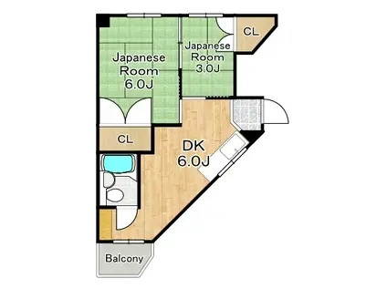 白沢マンション(2DK/3階)の間取り写真