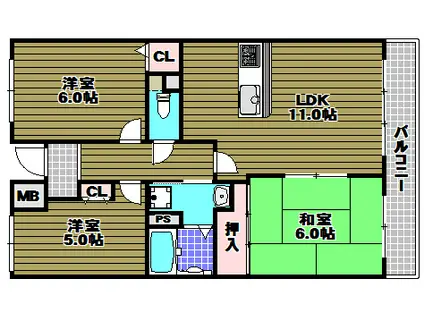 ウエストコート(3LDK/3階)の間取り写真