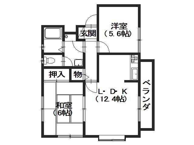 ウインディア西山本(2LDK/2階)の間取り写真