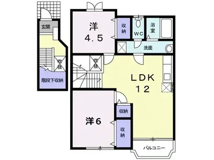 シャト-・ノ-ルI(2LDK/2階)の間取り写真