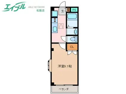 GRANDOLL春日(1K/1階)の間取り写真