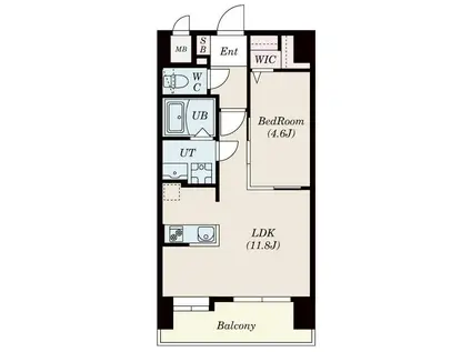 S-RESIDENCE六ツ門ABRイーストI(1LDK/11階)の間取り写真